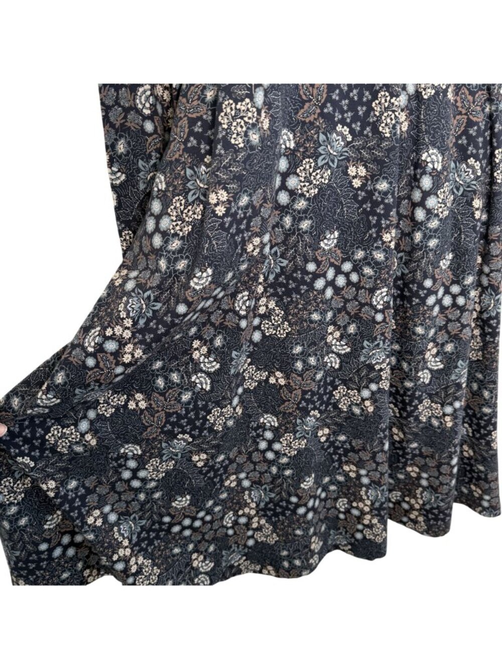 Pact Organic Cotton Navy Floral Faux Wrap Dress, S - Picture 4 of 9